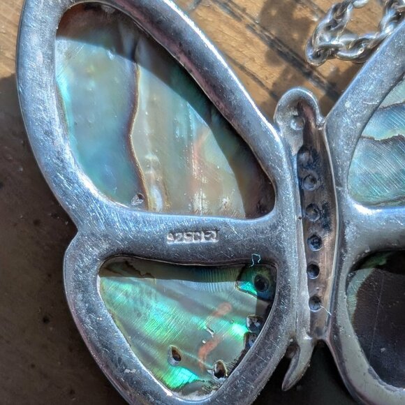 Sterling Silver Abalone Butterfly Necklace - Picture 7 of 7